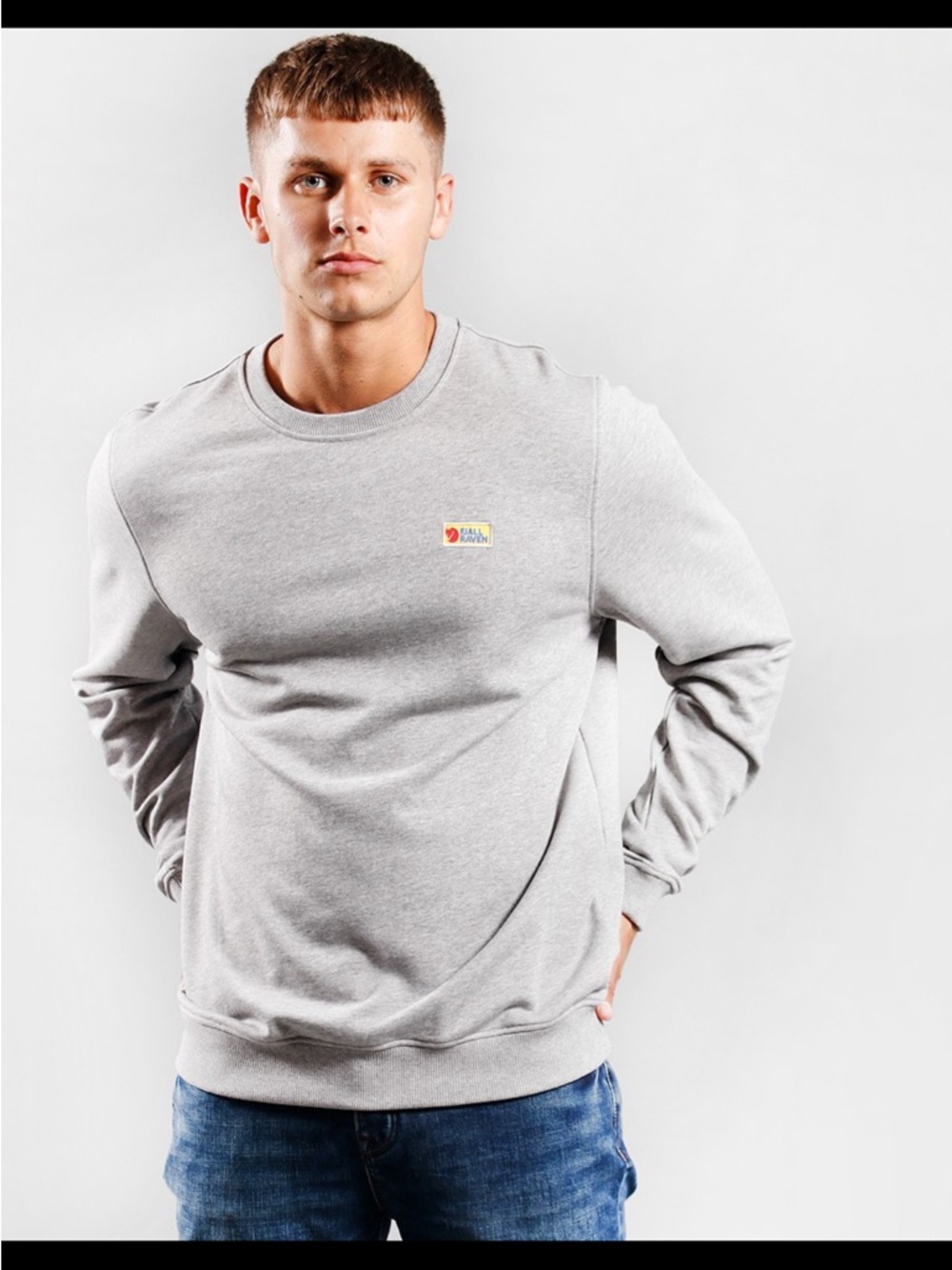 Fjällräven Vardag Sweater Men’s Small Grey Melange Logo Crewneck Sweatshirt